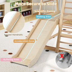 8-in-1 Jungle Gym Wooden Montessori Climber Playset with Slide and Monkey Bar for Kids 3-5 Years Old-Natural