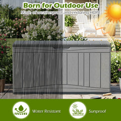 300 L Outdoor Deck Box with Lockable Lid for Garden Tools Cushions-Dark Gray