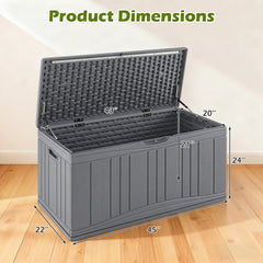 300 L Outdoor Deck Box with Lockable Lid for Garden Tools Cushions-Gray color