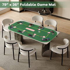 79 x 36 Inch 8-Player Foldable Poker Table Top with Carry Bag and Cup Holders