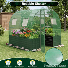 80 x 79 x 79 Inches Walk-in Greenhouse with Large Plant Bed-Green