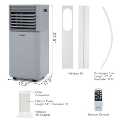 8000 BTU 3-in-1 Air Cooler with Dehumidifier and Fan Mode, Gray, Cools 230 sq ft