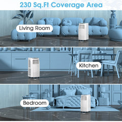 8000 BTU Portable Air Conditioner with Dehumidifier Function and Sleep Mode, 230 sq ft