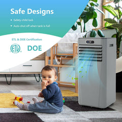 8000 BTU 3-in-1 Portable Air Conditioner with Remote Control, Gray, Cools 230 sq ft
