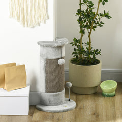 23" Cat Scratching Post with Covered Plush, Play Balls, for Indoor Cats, Grey