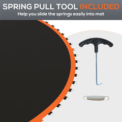 Trampoline Mat Replacement with Spring Pull Tool and 72 V-Hooks, Fits 12ft Trampoline, Using 5.5" Springs, Green