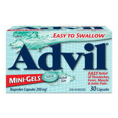 Advil Regular Strength Ibuprofen Pain Relief Mini-Gels, Fast Acting Pain Relief for Migraine, Arthritis, Back, Neck, Joint, and Muscle Relief, 200mg (30 Count)