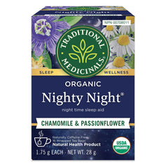 Traditional Medicinals - Organic Nighty Night Herbal Tea (Pack of 1) - Natural Sleep Aid containing Passionflower and Chamomile - 16 Tea Bags Total
