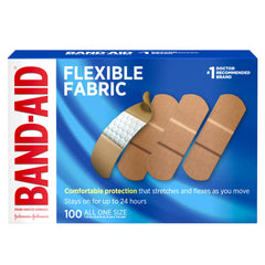 Band-Aid Brand Flexible Fabric Sterile Adhesive Bandages, Comfortable Cushioned Wound Care & Protection for Minor Cuts, Scrapes & Burns, First Aid, Hurt-Free Comfort Pad, One Size 1x3 In, 100 Count