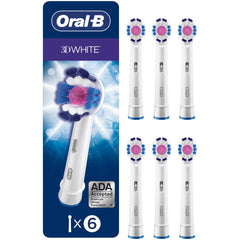 Oral-B Genuine Replacement Brush Heads, 3D White, Refills For Oral-B Electric Toothbrushes, White, 6 Count