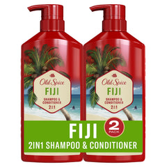 Old Spice Fiji with Coconut 2in1 Shampoo and Conditioner for Men, 1.3 L Total (2 Count of 650 mL Each)