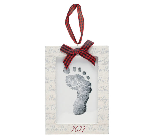 Kate & Milo 2022 Baby's Footprint Christmas Ornament, Fill in Baby's Print Holiday Ornament with Included Ink Pad, Gift for New and Expecting Parents