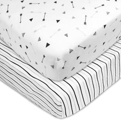 American Baby Company 2 Piece Printed 100% Cotton Jersey Knit Fitted Pack N Play Playard Sheet, Silver Black Arrow