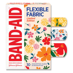 Band-Aid Flexible Fabric Wildflower Bandages, First-Aid, Wound Care Dressing, Healing, Injury Adhesive Wound Cover, 30 Pack