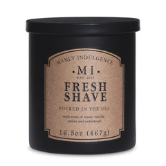 Manly Indulgence Fresh Shave Jar Candle 16.5 oz - Musk, Vanilla & Bergamot - Woodsy Amber & Cedarwood - Up to 60 Hour Burn - Soy Blend Wax, USA Poured