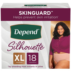 Depend Silhouette Adult Incontinence and Postpartum Underwear for Women, Extra-Large, Maximum Absorbency, Pink, 18 Count