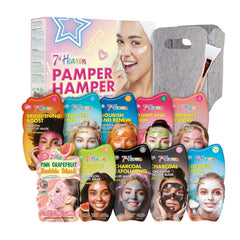 7th Heaven Pamper Hamper (Interim) - 20 Pack Face Mask Set - Peel Off Face Mask - Sheet Face Masks - Hair Mask - Body Masks - Spa Kit for Teens Kids Women - Facial Skincare Gift Box Self Care Set