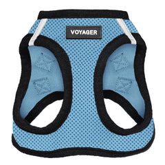 Best Pet Supplies - All Weather Mesh, Reflective, No Pull Harness for Small, Medium Dogs, Cats - Secure with Hook & Loop Fastener, Buckle, Double D-Rings - Baby Blue/Black Trim, XXS