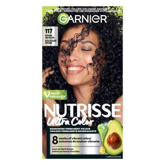 Garnier Nutrisse Ultra Color, Permanent Hair Dye, Vibrant Long-Lasting Colour, Vegan Formula, Nourished Hair, Protects Hair Against Dryness, 117 Intense Ash Black, 1 Application, Packaging May Vary