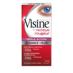 Visine Triple Action Eye Drops - Polyethylene Glycol, Hydrochloride - Dry, Red, Strained Eyes, Tired Eyes - 15 mL