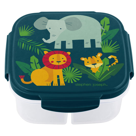 Stephen Joseph, Snack Box with Ice Pack,3 compartments and lid, Reusable, Travel on-The-go Meals, Removable Ice Pack, Zoo