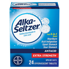 Alka-Seltzer Antacid Heartburn Relief Effervescent Tablets - Extra Strength Tablets For Heartburn, Acidity, Upset Stomach, Sodium Bicarbonate And Citric Acid, 24 Effervescent Tablets