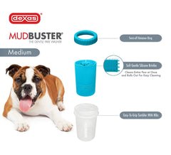 Dexas MudBuster Portable Dog Paw Cleaner, Medium, Blue - Premium Quality Pet Supplies and Accessories