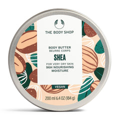 The Body Shop Shea Body Butter for Very Dry Skin | Ultra-Rich Moisturizer with Raw Shea Butter | 96 Hour Hydration, 200ml