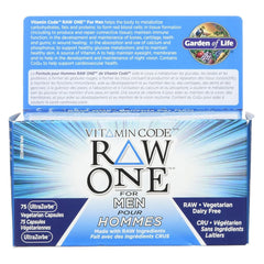 Garden of Life Vitamin Code Raw One for Men - Next Gn. 75's. Supports carbohydrate metabolism and immune function.Supports connective tissue repair and wound healing. For maintenance of bones, cartilage, teeth, skin and gums.