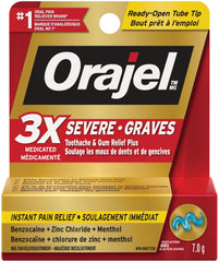 Orajel for Toothache & Gum Pain: 3X medicated Severe Toothache & Gum Relief Plus - 7g cream tube From #1 Oral Pain Relief Brand