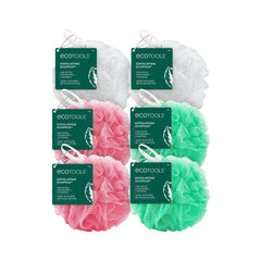 Ecotools Exfoliating Ecopouf (Pack of 6) Fine Netting Pouf; Rich Lather, Gentle Cleansing, and Exfoliation for Smoother, Softer Skin; Self Care Through Skin Care, Assorted