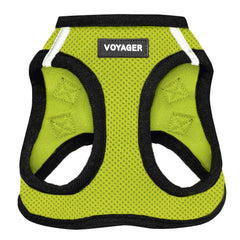 Best Pet Supplies - All Weather Mesh, Reflective, No Pull Harness for Small, Medium Dogs, Cats - Secure with Hook & Loop Fastener, Buckle, Double D-Rings - Lime Green/Black Trim, XXS