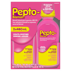 Pepto Bismol Liquid, Upset Stomach Relief, Diarrhea Relief, Heartburn, Nausea, Indigestion, Upset Stomach, Original Flavor, Pack of 2, 480mL each