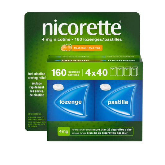 Nicorette Fruit 4mg Lozenges, Quit Smoking Aid, NRT, Nicotine Replacement Products, Craving Relief, Fruit Flavoured, 160 Pack