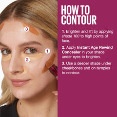 Maybelline New York Instant Age Rewind Eraser Multi-Use Concealer, Under Eye Dark Circles Treatment, Up to 12 hours, Vegan, Pink Concealer, 160, 6 ml