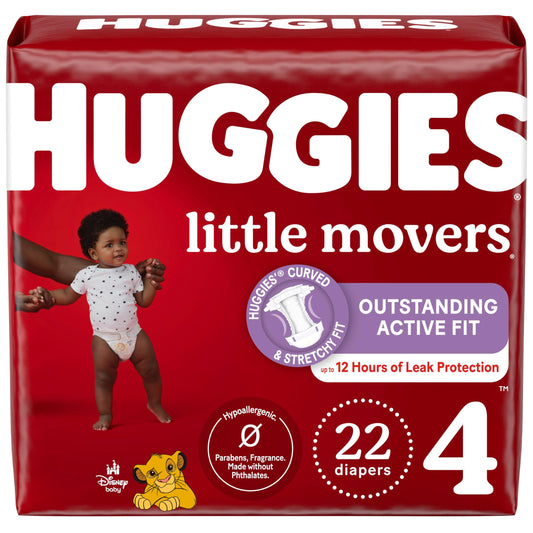 HUGGIES Diapers Size 4 - Huggies Little Movers Disposable Baby Diapers, 22ct, Jumbo Pack