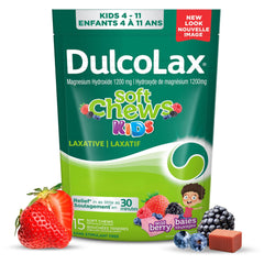DulcoLax Soft Chews Kids, Laxative for Gentle Occasional Constipation Relief for Kids Ages 4 and Over, Vegan, Stimulant-Free, Gluten-Free Laxatives, Wild Berry, 15 Count