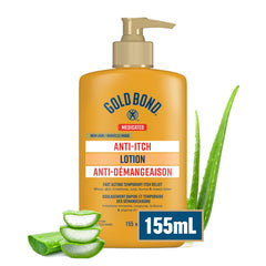Gold Bond Medicated Anti Itch Lotion, 155ml Bottle, Hand and Body Lotion With Aloe, Vitamin E and B5 that Moisturizes, Provides Itch Relief Associated With Minor Burns, Cuts and Scrapes