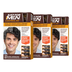 Just For Men Control GX Grey Reducing 2-in-1 Shampoo and Conditioner, Gradual Hair Color for Men, Stronger and Healthier Hair, 118ml - Pack of 3