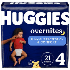 HUGGIES OverNites Night Time Baby Diapers, Size 4, 21 count