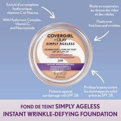 Covergirl - Simply Ageless Instant Wrinkle Defying Foundation With Hyaluronic Complex, Vitamin C, and Niacinamide - SPF 28, 100% Cruelty-Free