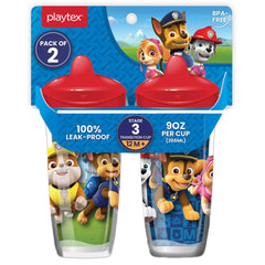 Playtex Baby Sipsters Hard Spout PAW Patrol Sippy Cup for 12+ Months, 9 Ounce (2 Count), Blue, Insulated Toddler Water Bottle for Kids, Spill-Proof Cups for Toddlers 1-3, Stage 3