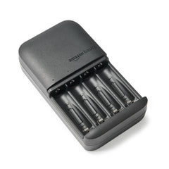 Amazon Basics Rechargeable AA Batteries NiMH (x4) and AAA (x4), with 4 Bay Battery Charger, Type A (American) Plug