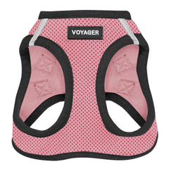 Best Pet Supplies Voyager Step-in Air Harness - All Weather Mesh, Reflective, No Pull Harness for Dogs, Cats - Secure with Hook & Loop Fastener, Buckle, Double D-Rings - Pink/Black Trim, XXXS