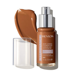 Revlon Illuminance Skin-Caring Liquid Foundation, Hyaluronic Acid, Hydrating and Nourishing Formula with Medium Coverage, 501 Toasted Caramel 1 fl oz/ 30ml (Pack of 1)