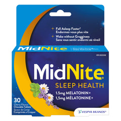 MidNite Natural Sleep Aid Chewable Tablets - Cherry Flavoured | Contains Melatonin, Chamomile, Lavender & Lemon Balm | Treatment for Occasional Sleeplessness | Non-habit Forming | 30 Tablets
