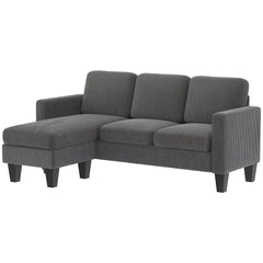 Sectional Sofa, L Shaped Couch, with Changeable Chaise or Ottoman, Dark Grey