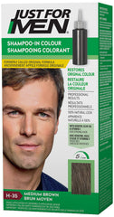 Just For Men Shampoo-In Color, Hair Color for Men with Keratin and Vitamin E for Stronger Hair - Medium Brown, H-35, Pack of 1