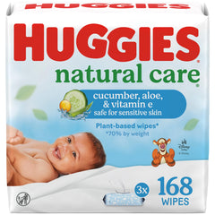 HUGGIES Baby Wipes, Huggies Natural Care Refreshing, SCENTED, Hypoallergenic, 3 Flip-Top Packs, 168 Count