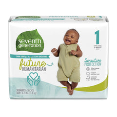 Seventh Generation Baby Diapers Sensitive Protection Free & clear size 1, 31 count (Pack of 4)